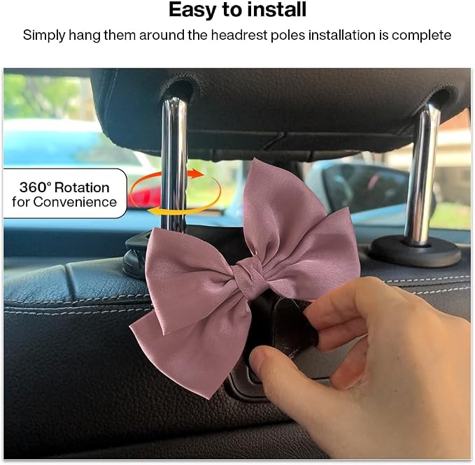 2-Pack Car Seat Headrest Hooks, Handbag Hangers, Leather pink | Storage organizer for handbags, clothes, coats and grocery bags; practical interior accessory for most cars and SUVs - Image 4