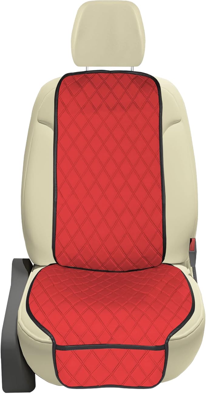 FH Group Car Seat Cushion – Neosupreme Single Front Seat Cover with Front Pockets, Airbag Compatible, Universal Fit Car Seat Cushion for Driver or Passenger Seat, SUV, Truck, Sedan & Van – Red by FHGroup