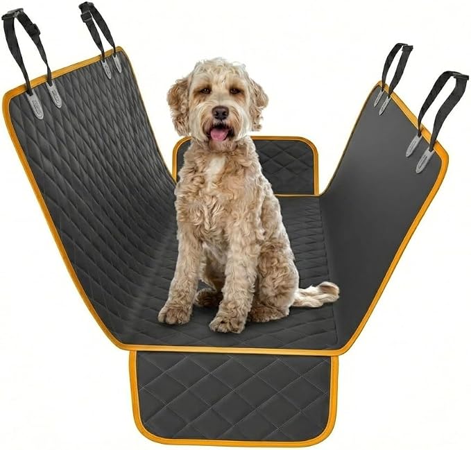 Dog Car Seat Cover for Back Seat, Waterproof Pet Hammock Protector, Durable Nonslip Seat Protection SUV Truck, Standard 53"x56", Orange by ActivePets