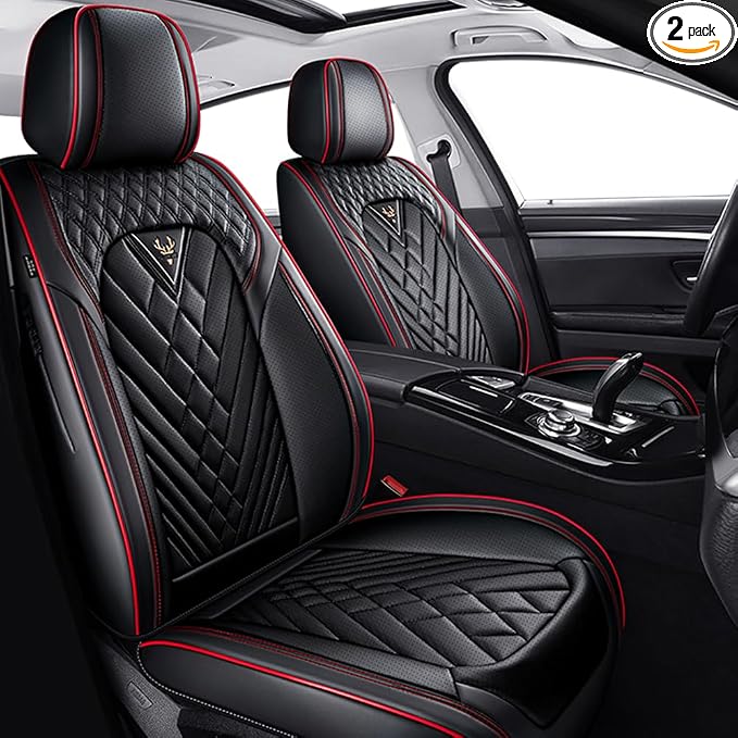 Fit for Toyota GR86 Seat Covers 2022-2025,Premium Leather, 360° Full Protection, Thick Padding & Memory Foam, Waterproof & Stain-Resistant Car Seat Cover (2 Seat,Black&Red) by Unknown