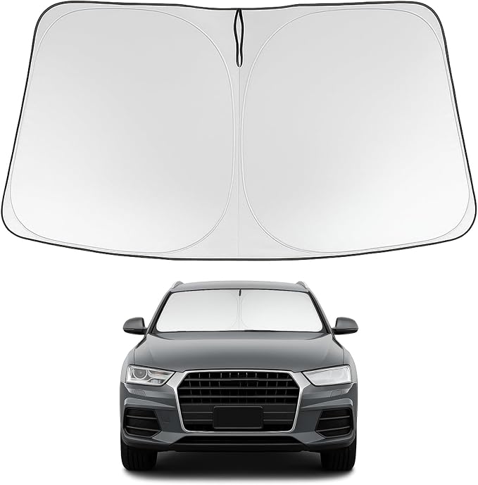 Proadsy Custom Fit 2013-2018 Audi Q3 Windshield Sun Shade, Blocks Heat | 240T Heat Shield, Drops Temp 54°F, Blocks 99% UV, Prevents Dashboard Cracking, Summer Parking & Beach Trips, Easy Twist-Fold by Proadsy