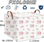 Rectangular Rose Pink Flower Basket for Girls,Waterproof collapsible laundry basket for girls,Kids Storage Baskets,Books Box,Gift Baskets,Baby Room Decor(Pink Flowers) - Image 7