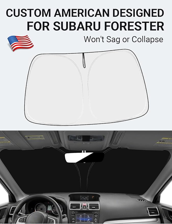Proadsy Custom Fit Car Windshield Sun Shade for 2015-2018 Subaru Forester | 240T Heat Shield, Drops Temp 54°F, Blocks 99% UV, Prevents Dashboard Cracking, Summer Parking & Beach Trips, Easy Twist-Fold - Image 2