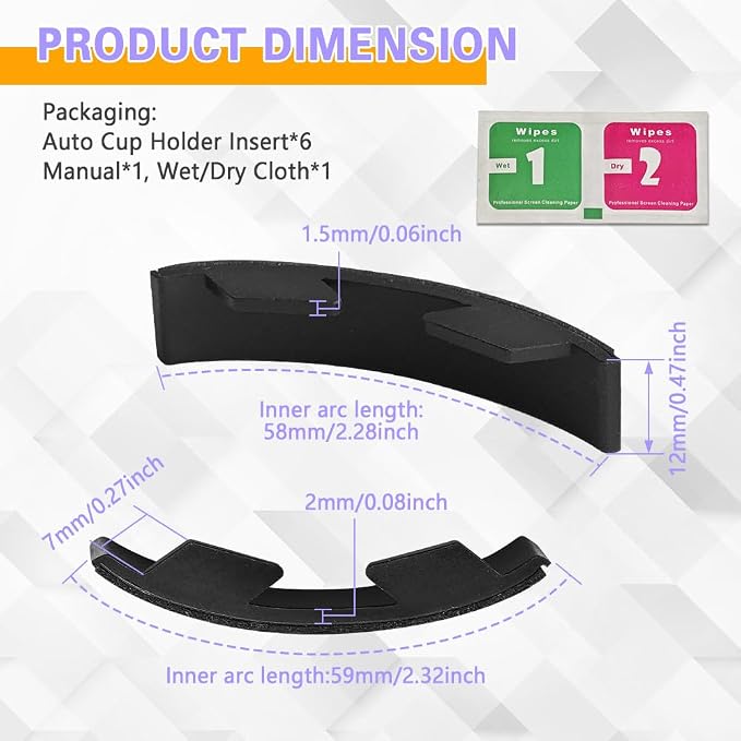 6PCS Silicone Car Cup Holder Insert with Arc Leaf Design, Car Cup Holder Expander, Silicone Self-Adhesive Cup Holder Stabilizer, Anti-Shake Auto Water Bottle Stabilizers for Most Vehicles - Image 2