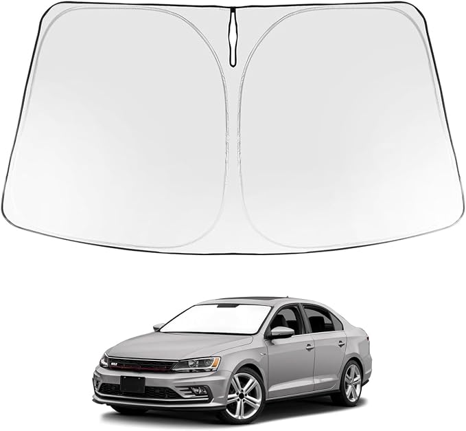 Proadsy Custom Fit Car Windshield Sun Shade for 2011-2018 Volkswagen Jetta | 240T Heat Shield, Drops Temp 54°F, Blocks 99% UV, Prevents Dashboard Cracking, Summer Parking & Beach Trips, Easy Twist-Fold by Proadsy