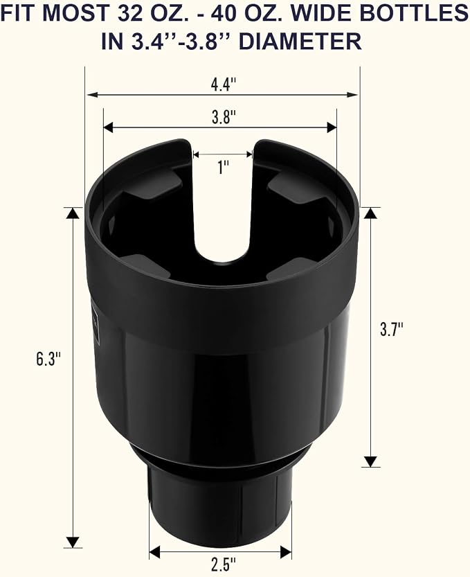 SEVEN SPARTA 2 Pack Car Cup Holder Expander Organizer Adjustable Base, Compatible with Yeti 20/26/30 oz, Hydro Flasks 32/40oz, Nalgenes 30/32/38/48 oz, Other Bottles in 3.4"-3.8" (Black and Silver) | Compatible with Yeti, Hydro Flask & Owala 32-40oz, U... - Image 5