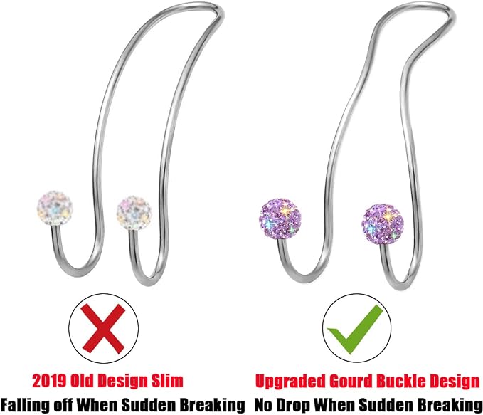 Bling Purse Hook for Car Headrest, Cute Car Seat Hooks (2Pack) | Durable Stainless,Car Purse Hanger,Purse holder,Rhinestones,Bag Hooks,Car Hooks for Purses and Bags Cute,Light Purple - Image 5
