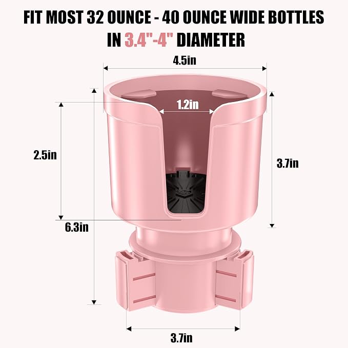 SEVEN SPARTA Car Cup Holder Expander for 32-46oz Large Bottles & Tumblers | Larger Version Fits Yeti 46oz, Hydro Flask & Nalgene, Upgraded Adjustable Offset Base, Fits 3.5"-4" Bottles, Mugs & Tumblers - Image 9