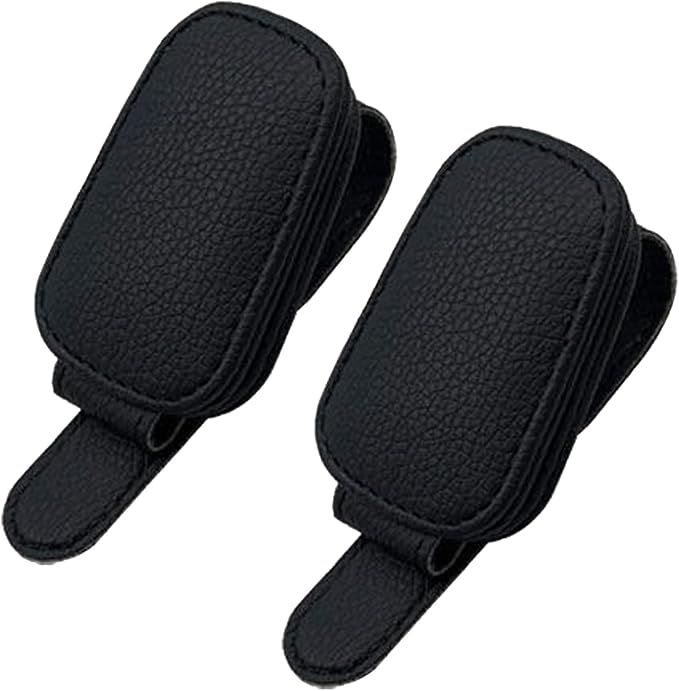 Leather Sunglasses Holder for Car Sun Visor, Eyeglass Hanger Clip Magnetic for Vehicle Sunglasses Hanging Ticket Card Clip, for Different Eyeglasses, Black, 2Pack | Eyeglass Hanger Clip, Magnetic, Ticket Card Clip, Different Eyeglasses - Image 7