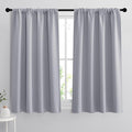 RYB HOME Short Blackout Curtains for Bedroom, Room Darkening, Rod Pocket | Thermal Insulated,Summer Heat Light UV Blocking,Triple-weave Fabric,Nursery Kitchen Bathroom,W42 x L48,Silver Grey,2 Panels by RYBHOME