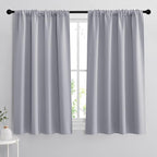 RYB HOME Short Blackout Curtains for Bedroom, Room Darkening, Rod Pocket | Thermal Insulated,Summer Heat Light UV Blocking,Triple-weave Fabric,Nursery Kitchen Bathroom,W42 x L48,Silver Grey,2 Panels by RYBHOME