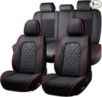Fit for Toyota RAV4 Seat Covers 2001-2026,Premium Leather, 360° Full Protection, Thick Padding & Memory Foam, Waterproof & Stain-Resistant Car Seat Cover Full Set (5 Seat,Black&Red) by Unknown
