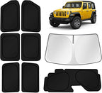 KUST Car Window Shades for 2018-2025 2026 Jeep Wrangler Accessories Windshield Sun Shade Side Rear Window Covers Sunshade Privacy Protection for Camping Blackout UV Block Full Set 8PCS by KUST