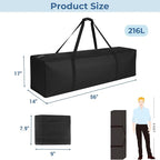 COOLBEBE 56" Sports Duffle Bag - 216L Extra Large Travel Duffel Luggage Bag | Upgrade 2-way Lockable Zippers, Heavy Duty Waterproof Long Duffle Bag for Tent Pole Camping Outdoor Moving (Black 56inch) - Image 7