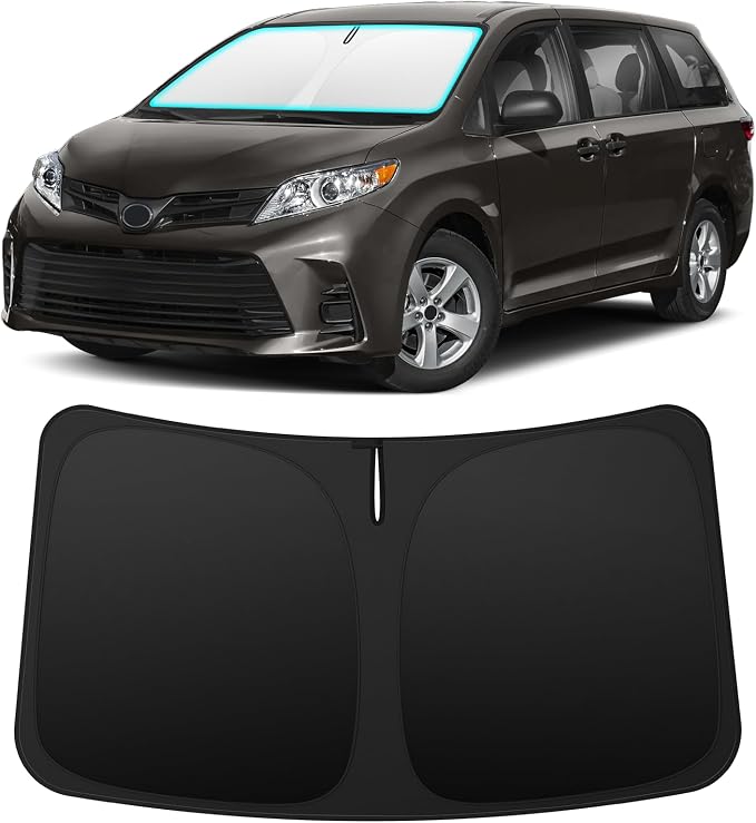 INSAUTO Custom Fit Windshield Sun Shade for Toyota Sienna 2011-2020 | Foldable Front Window Sunshade Car Accessories, UV & Heat Reflector, Keeps Interior Cool, Includes Storage Bag by INSAUTO