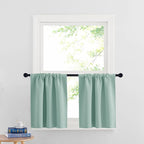 RYB HOME Cafe Blackout Curtains 24 inch Length, RV Camper Window Curtains | Short Small Half Window Tiers, Privacy, Thermal Insulated, Light UV Heat Blocking, Rod Pocket, W29 x L24, Aqua, 2 Panels by RYBHOME