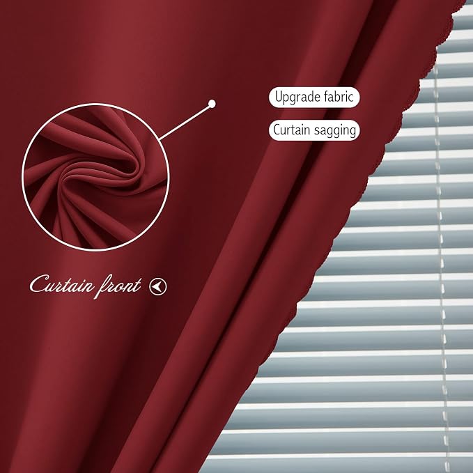 Self Adhesive Curtains, Stick Curtain Blackout Shades Window Cover Curtains for Living Room No Drilling, 35" W X 79" L, Burgundy, 1 Panel - Image 6
