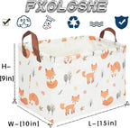 Rectangle Fox Basket,Collapsible canvas waterproof storage basket,Toy Organizer,Laundry Baskets for Kid Rooms,Baby Room decor,Toy Baskets,Woodland Nursery Decor(Fox) - Image 7