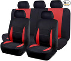 Flying Banner Car Seat Covers Full Set Front Seats and Rear Bench Polyester car seat Protectors Black Gray Purple airbag Compatible Rear Bench Split (Black Red) by FlyingBanner