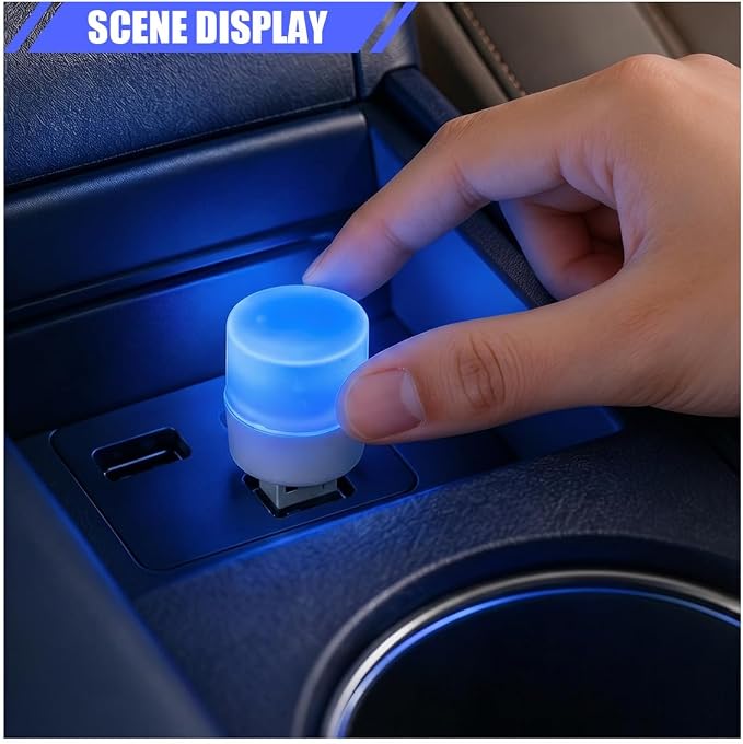 2PCS USB LED Car Interior Atmosphere Lamp, Plug and Play, Blue | Mini Portable LED Ambient Night Light, Universal Vehicle Decorative Lighting Accessories for Car Interior & Home Decors - Image 3