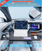 Portable Large Steering Wheel Tray Table for Car - Adjustable Laptop Holder Desk & Food Trays, Car Tray that Fits Over Steering Wheel Cover, Eating Food & Working, Driver Office Accessories - Image 2