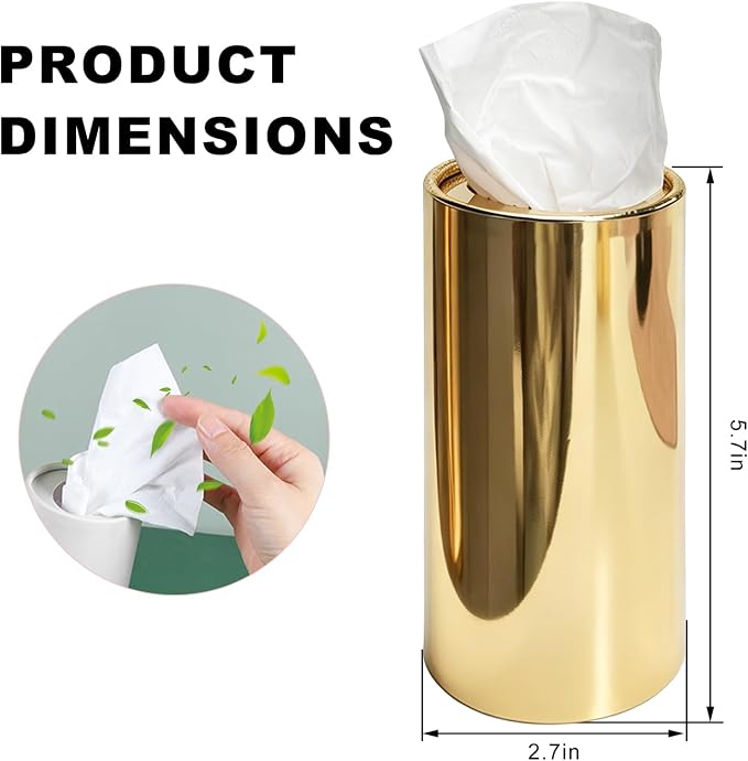 4 PCS Car Tissue Holder, Refillable Round Napkins Containers with Papers Inside, Convenient Travel Tissue Tubes Facial Paper Towel Cylinders for Vehicle Cup Holders (Golden) - Image 2