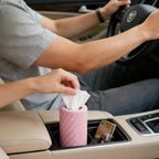 2-Pack Car Tissue Holder with 6 Tissue Refills, Reusable Plastic Auto Tissue Canister for Cup Holders Compact Travel Tissue Dispenser, Car Accessories for Cars, SUVs, Trucks.(2PACK-Pink) - Image 3