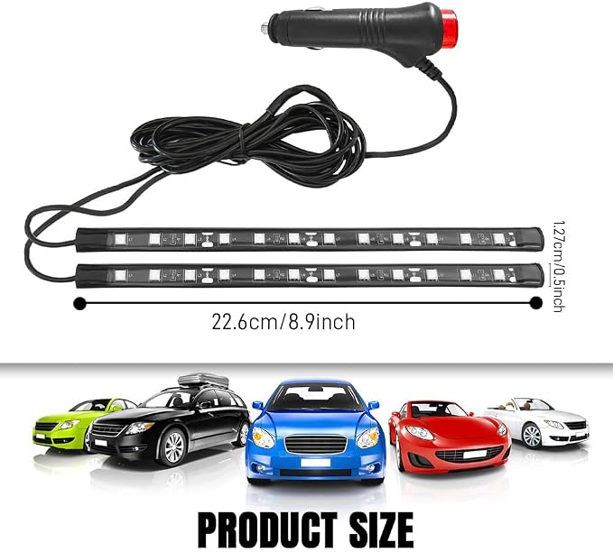 Car LED Strip Light, Interior Car Lights, 12V 24 LED Auto Atmosphere Lamps with Cigarette Lighter, Auto Lamp Ambient Night Light Strip Lighting Kit for Vehicles (Cigarette Lighter/Green) - Image 2