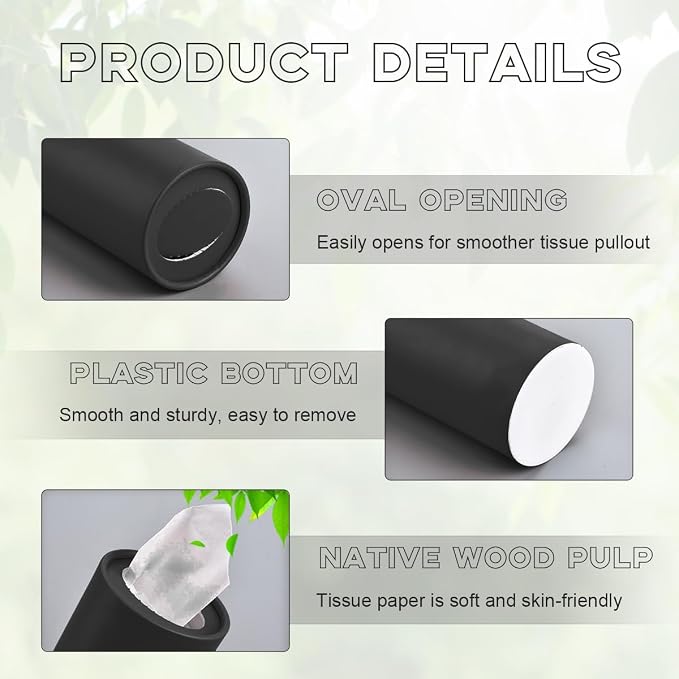 4 PCS Car Tissue Holder, Travel Tissues Packs Round Paper Napkins Container with Papers Inside, Paper Towel Cylinder Fits Automotive Cup Holder, Interior Car Accessories (Wood) - Image 3