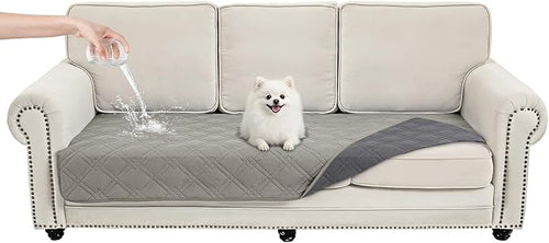 100% Waterproof Dog Bed Cover Pet Blanket Light Gray+Gray, 35"x71" | ,7-Layer Reversible Couch Covers for Dogs Met for Sofa Furniture Car Camping by Unknown