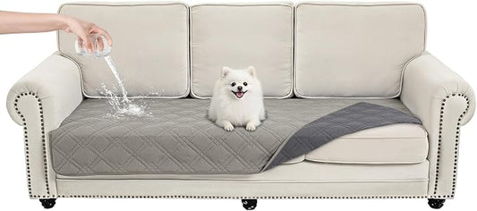 100% Waterproof Dog Bed Cover Pet Blanket Light Gray+Gray, 35"x71" | ,7-Layer Reversible Couch Covers for Dogs Met for Sofa Furniture Car Camping by Unknown