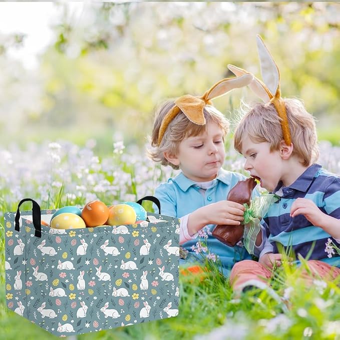 Rectangular Easter basket,Easter basket empty,Kids Storage Baskets for kids Bedroom,Gift bin,Kids Storage Bin,Easters gift baskets,Kids home Decor(Cute rabbit Easter egg) - Image 3
