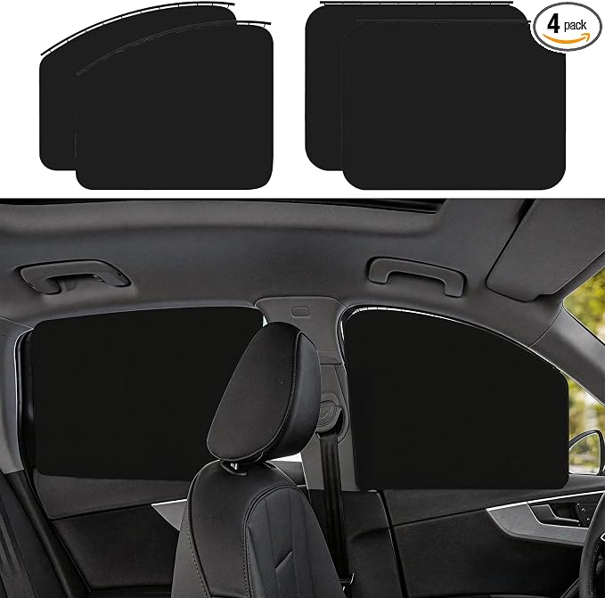 New 4 Pcs Car Side Window Shades,Car Window Covers,Privacy Curtains,Block Light, Insulate Against Heat, and Shield Against Ultraviolet Rays,Easy Installation for Any Household Vehicle by Unknown