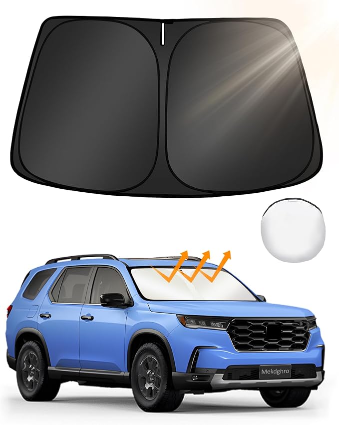 Custom Fit Windshield Sun Shade for Honda Pilot 2016-2025 2026 | Foldable, Easy to Install & Store, Full Coverage, 210T Reflective Fabric, Blocks 99% of UV Rays by Mekdghro