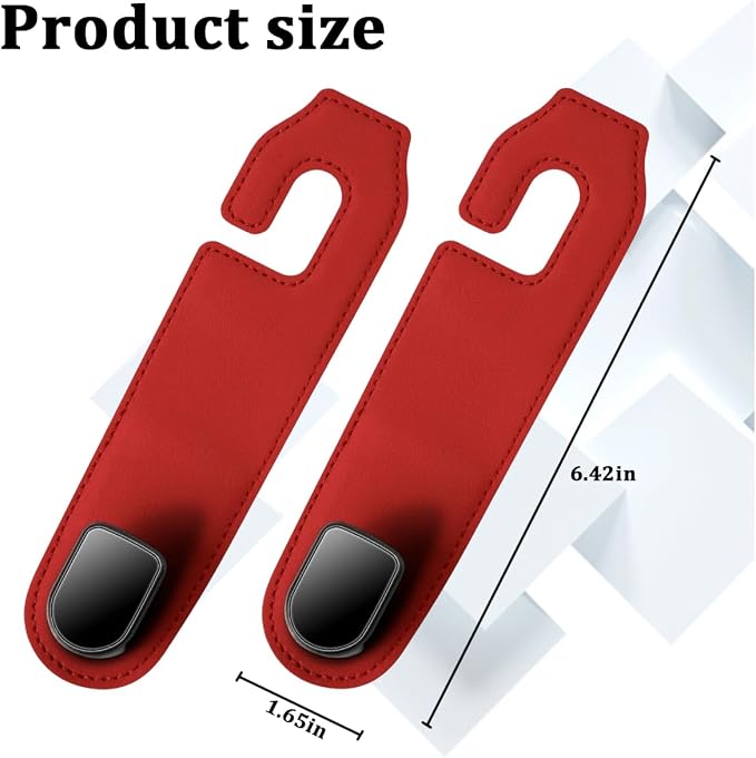 Car Seat Headrest Hook, 2PCS Vehicle Seat Back Hangers Organizer for Handbag Purse Coat, Automotive Interior Headrest Storage Hooks, Universal for SUV Automobile Truck (Red) - Image 2