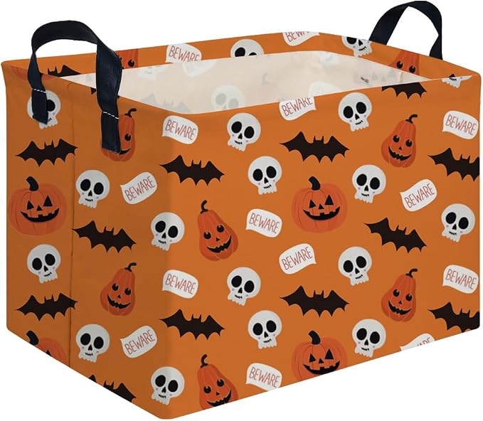 Halloween Ghost thriller basket,Empty Halloween basket,Horror and thriller decor,Trick or Treat Box for Boys and Girls,Horror decor(Bat pumpkin) by FXOCSHE