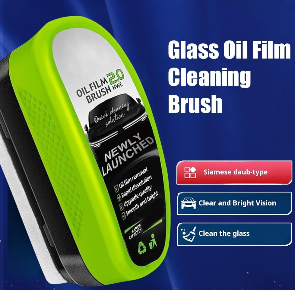 3PCS Automotive Oil Film Cleaning Brush,Car Clear Vision Glass Cleaner for Car Windows,Car Windshield Cleaner for Cleaning Brush and Improving Windshield Clarity & Visibility,Green - Image 2