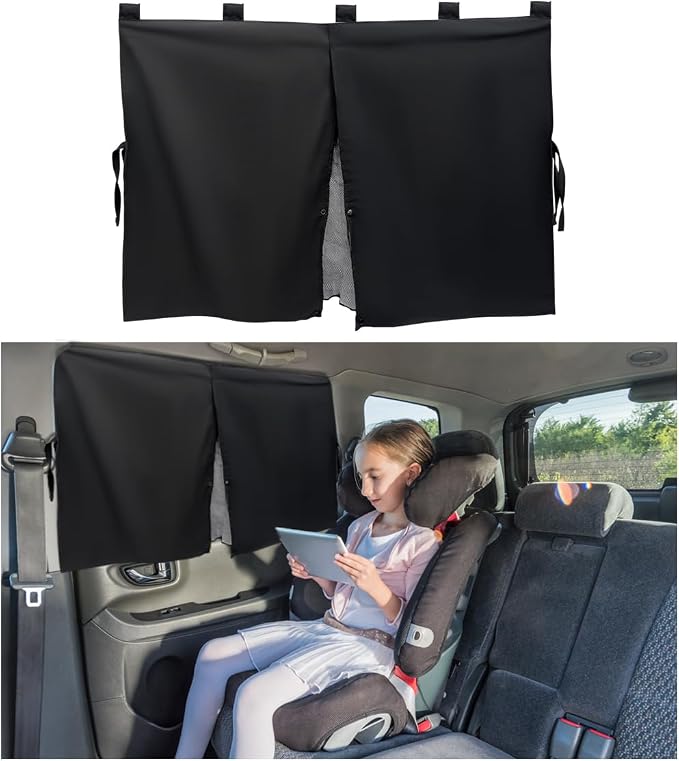 Ohleats 1 Pack Car Window Shade, Strong Magnetic Double Layer Side Window Curtain for Heat/UV Protection, Universal Vehicle Sunshades Window Cover for Baby & Kids (Black) by Ohleats