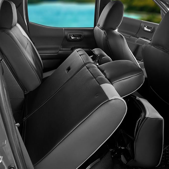 CocheFamilia Custom Fit Corolla Car Seat Covers for Select 2023 2024 2025 Toyota Corolla LE - Full Set,Leather (Black and Grey) - Image 2