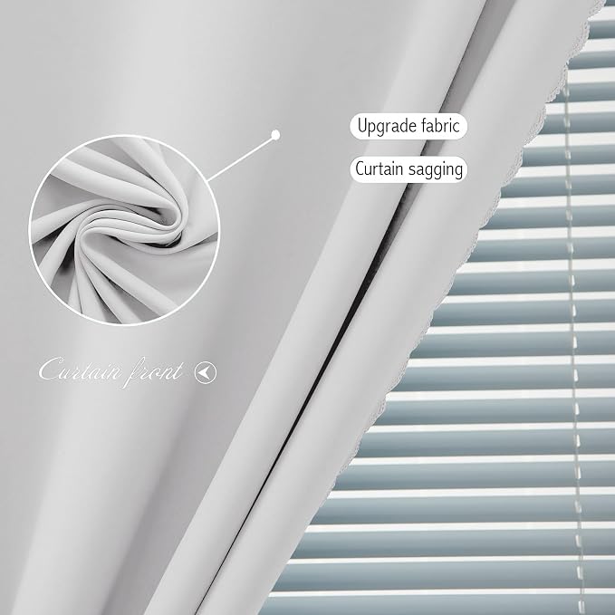 Blackout Curtains for Bedroom Sticky Curtain Blackout Window Cover Self Adhesive Curtains Rod No Drillng, 47" W X 71" L, Light Grey, 1 Panel - Image 5