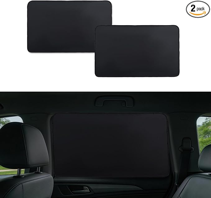 XCBYT Blackout Magnetic Car Window Shades for Rear Windows, 2 Pack | UV & Heat Protection, Magnetic Sun Shades for Baby Sleep, Privacy Nursing Covers, Fits steel frames only, measure first by XCBYT