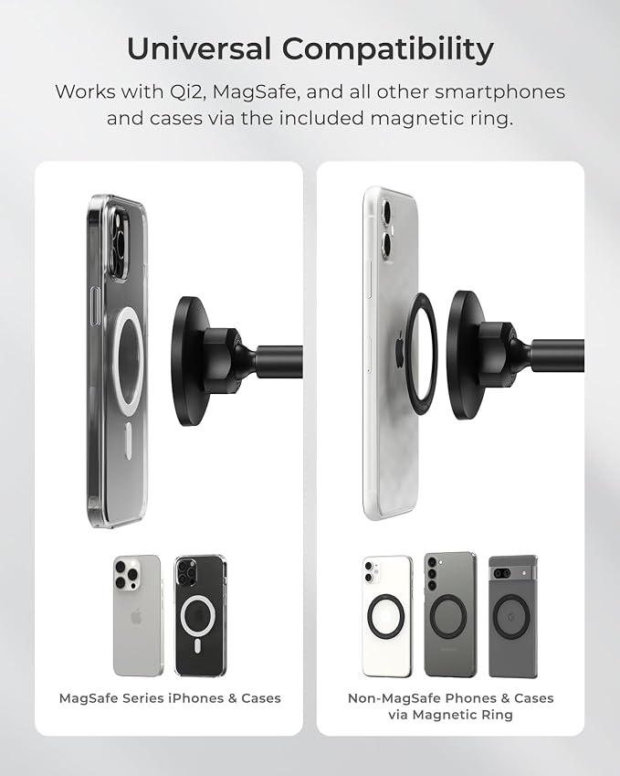 iOttie iTap 3 Magnetic Dash & Windshield Car Mount, Phone Holder with Suction Cup, Includes Magnetic Ring Adapter, Compatible with iPhone 12-17, Samsung Galaxy, Google Pixel, and MagSafe Phones - Image 4
