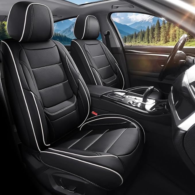 Car Seat Covers Full Set Custom Fit For Lexus GX460 2008-2023, Black&White | Lumbar Support, Premium Faux Leather, Breathable, Anti-Slip, Airbag Compatible, Waterproof, Car Seat Protectors, 2 Row-5Seat by Unknown