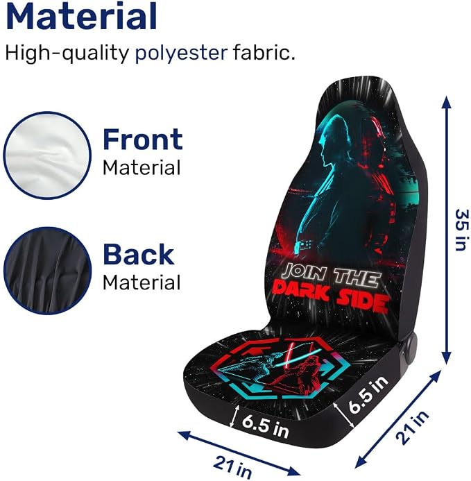 GENANY Dark Galaxy Figure Car Seat Covers, 2-Piece Front Seat Set | 2-piece polyester front seat cover set, each 49.5 x 19.6 inches, with adjustable straps and hooks - Image 4