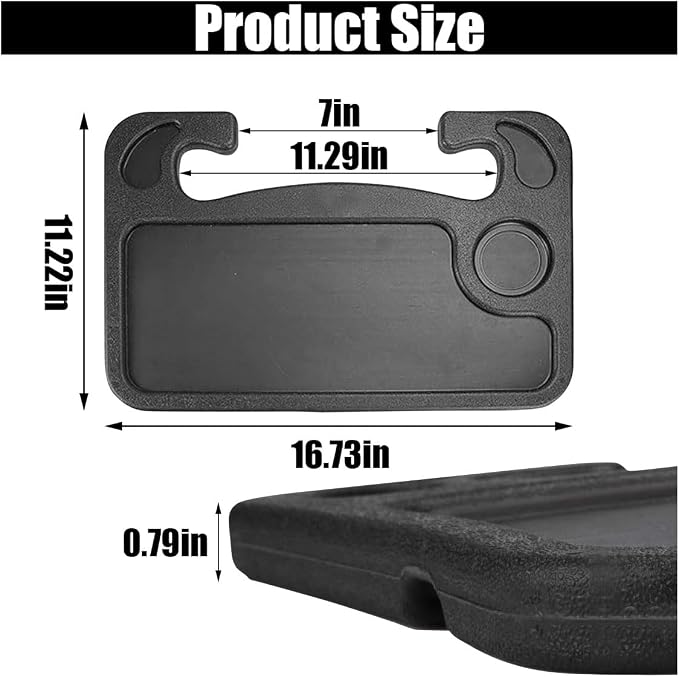 GLSOWEE Car Steering Wheel Tray, Computer Office Car Table Tray, Black | Auto Steering Wheel Desk for Eating Working, Multipurpose Car Desk Travel Accessories for Most Vehicles Steering Wheel - Image 2