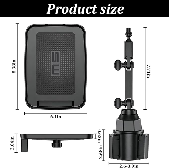 Car Cup Holder Tray, 360° Rotating 8.38" Cupholder Expander Adapter Snack Food Tray with Phone Holder, 2-in-1 Auto Interior Cup Holder Eating Table for Road Trip Travel, Universal Fit - Image 2