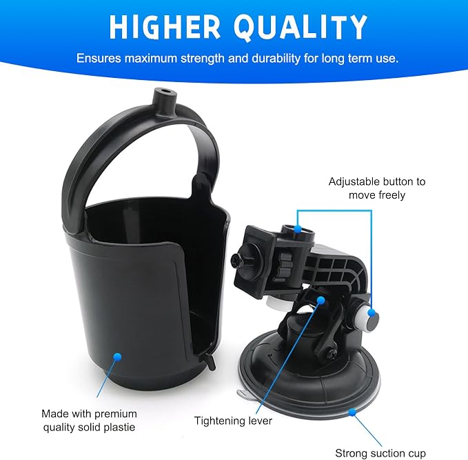 Recessed Folding Cup Drink Holder, Premium Quality Sturdy Folding Car Console Bottle Can Holder, Adjustable Automotive Drink Holder with Suction Cup, Car Accessories (Pack of 2) - Image 5