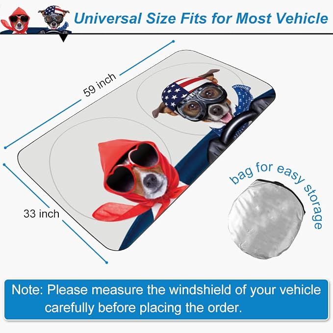 Car Windshield Sunshade, KANCOKIT Cartoon Pattern Auto Sun Shade Foldable for Front Window Sun Visor Protector UV Ray Reflector Shield to Keep Vehicle Cool Protect Kids Baby & Pets (59 x 33.5 Inch) - Image 3
