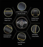 Gomass Car Steering Wheel Cover, Anti-Slip, Safety, Soft, Breathable, Heavy Duty, Thick, Full Surround, Sports Style (Black with Yellow Line) - Image 3