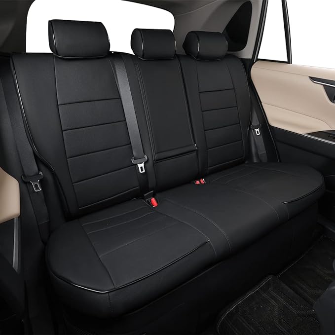 EKR Corolla Seat Cover Custom Fit for Toyota Corolla 2020 2021 2022 XLE, Leather Car Seat Cover Ful Set-Faux Leather(Black) - Image 4